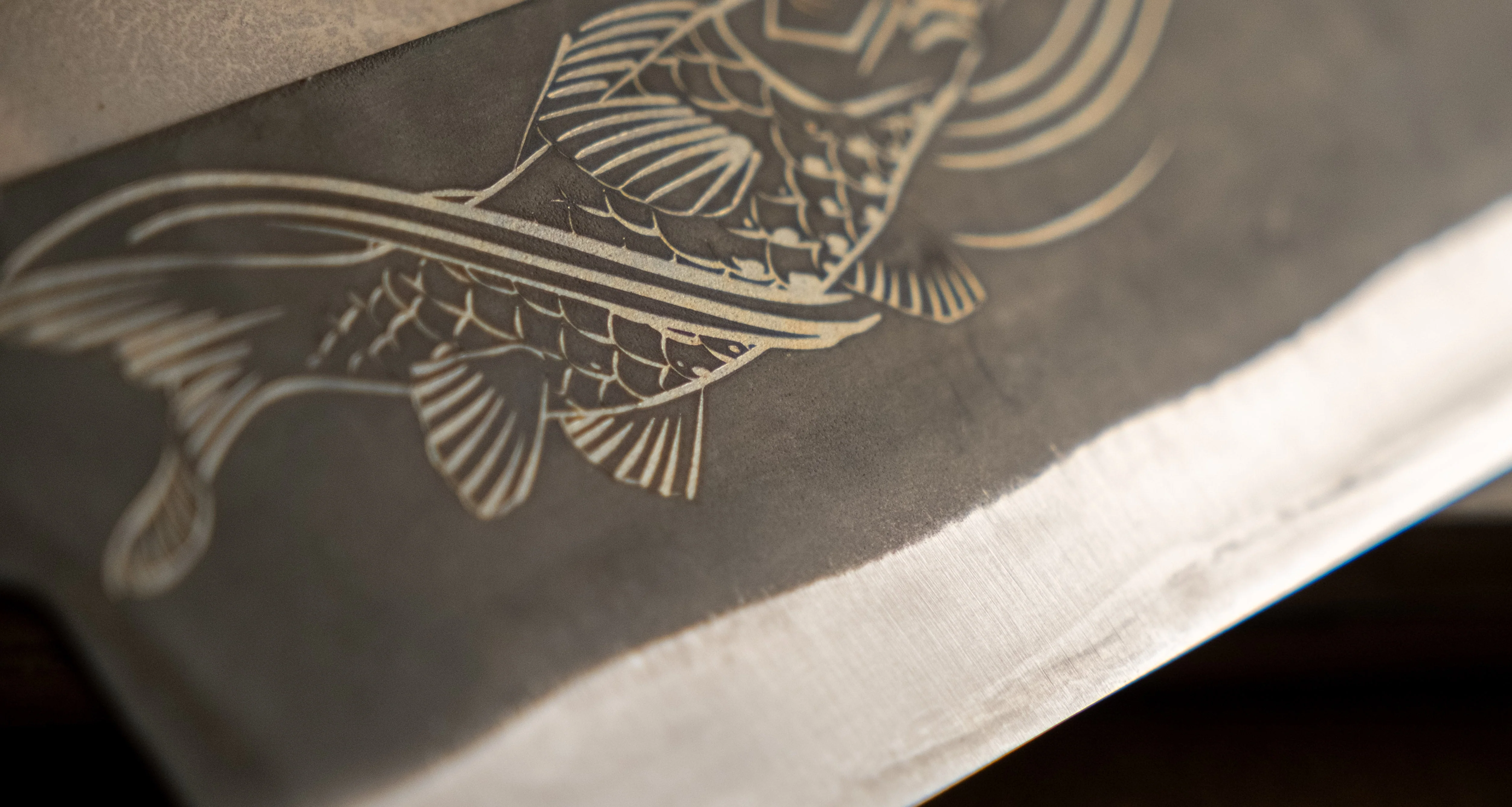 Yoshida Gyuto SUJ-2 Kuro-uchi 240mm (9.4") [Koi Fish] - Image 5